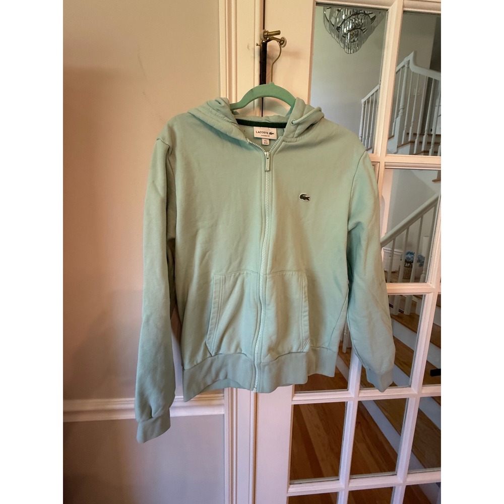 Lacoste Classic Fit Full Zip Hoodie Mint Green Fleece Sweatshirt Mens Medium
